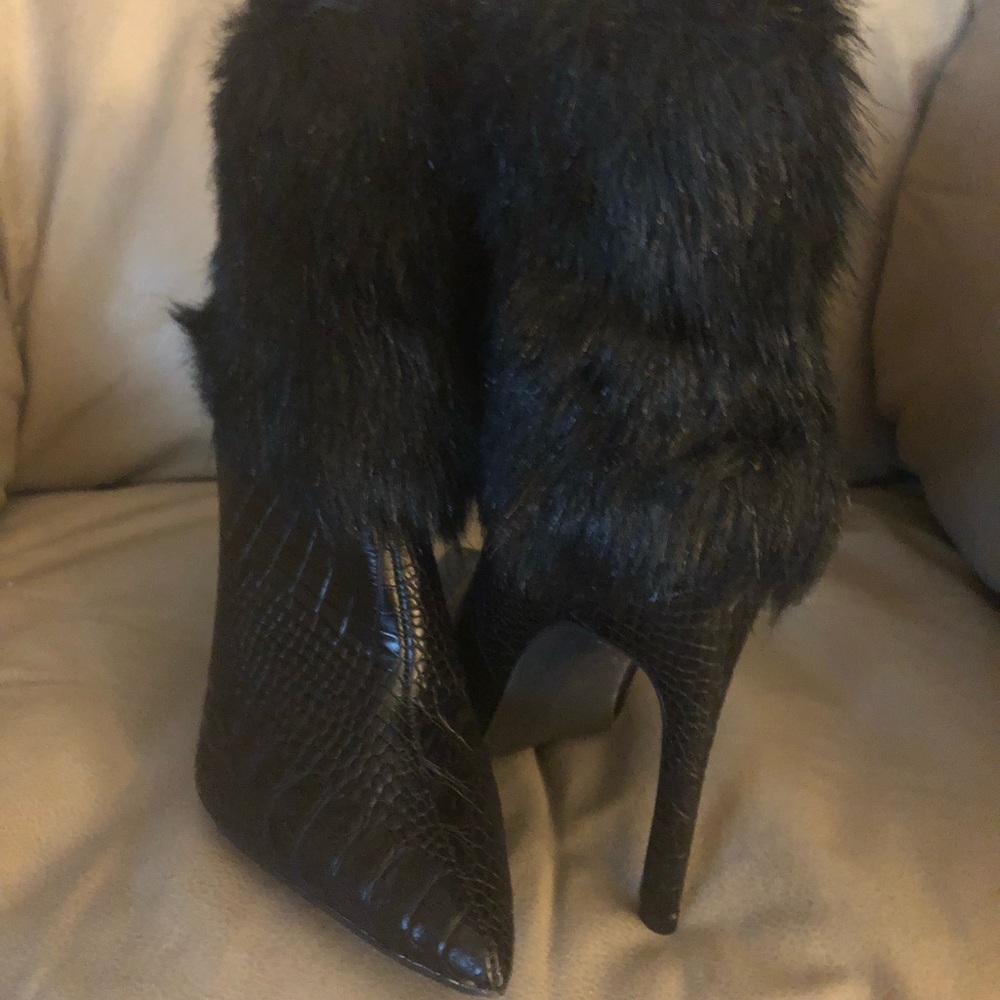 Black Fur Ankle Boots